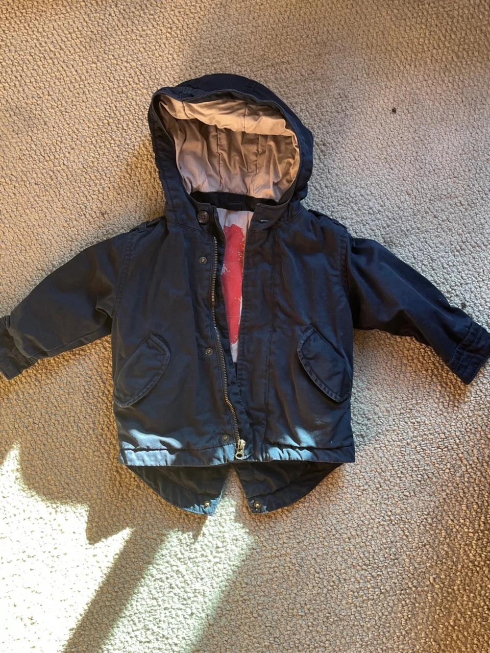 GAP Navy Hooded Kids Raincoat with Beige Union Jack 🇬🇧 Lining